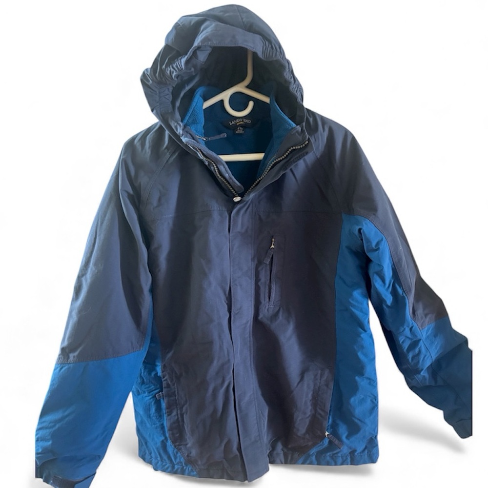 Lands’ End Navy Blue Squall Waterproof Insulated 3-in-1 Parka Kids XL(18-20) EUC